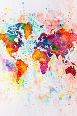 Watercolor Map of World