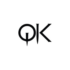 QK monogram logo design letter text name symbol monochrome logotype alphabet character simple logo
