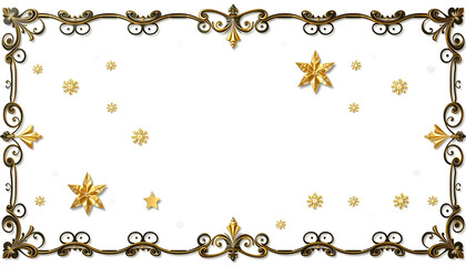 Obraz premium Christmas icon elements golden black border pattern isolated white background , with white tonespng
