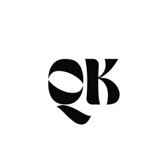 QK monogram logo design letter text name symbol monochrome logotype alphabet character simple logo