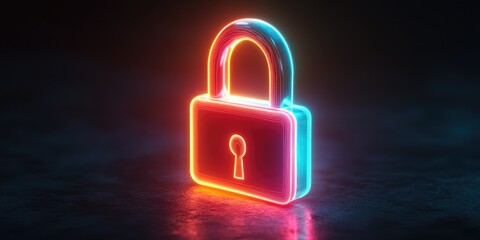 Fototapeta premium Glowing Padlock with Key