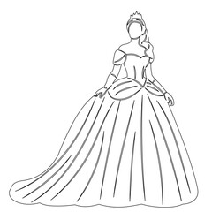 queen in ball gown sketch vector