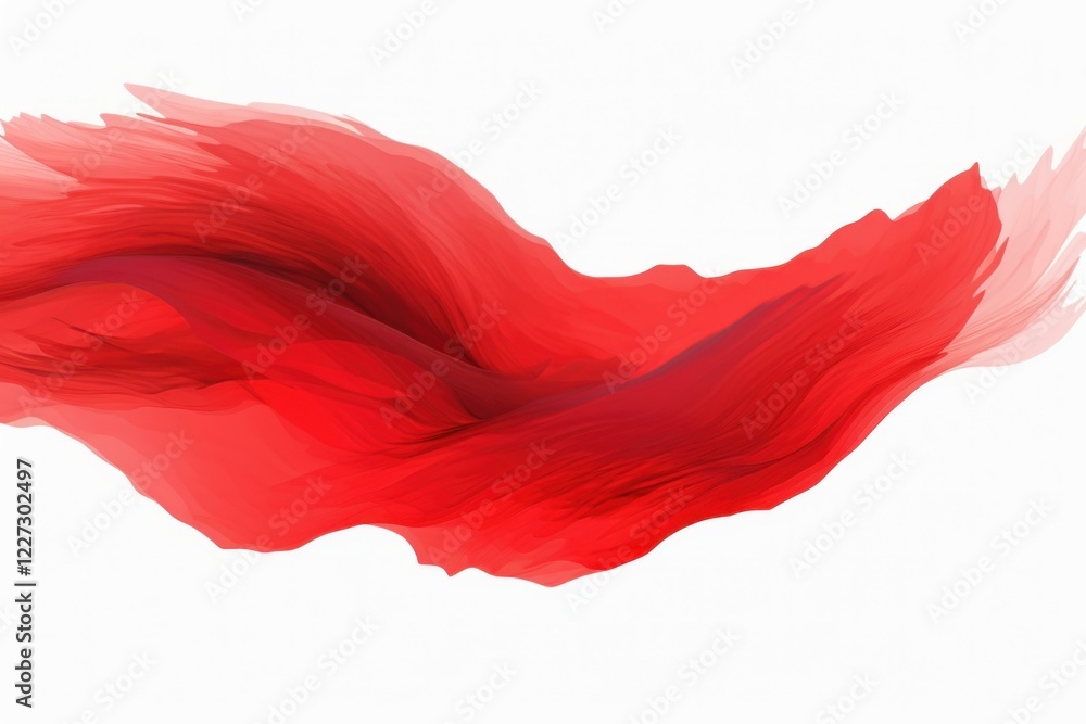 Poster abstract red wave flowing on white background, creating a dynamic and vibrant visual