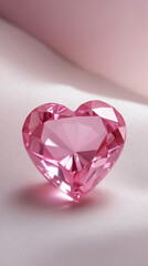 Fototapeta premium Shimmering Heart Shaped Pink Diamond Crystal Set Against a Light Pink Surface wallpaper aesthetic for romantic post inspiration