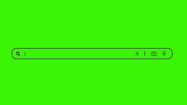 Search Engine Bar. Green screen Animation. Searching internet website search engine box. Web Search. 4K Resolution