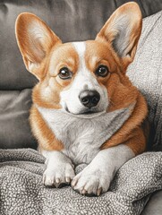 Brown and White Dog on Couch