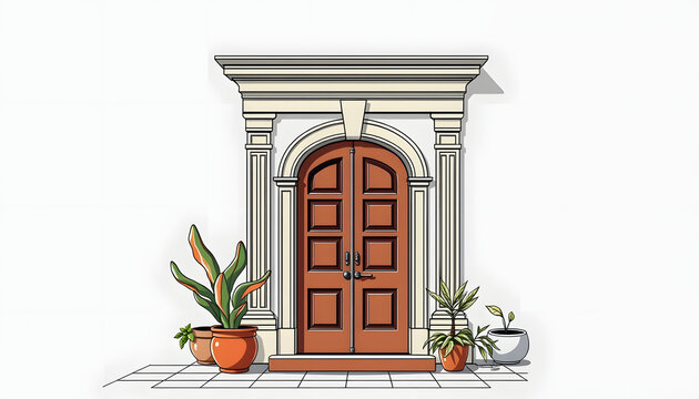 Elements of architecture , front door background , vector ,illustration , with white tonespng