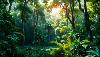 Fototapeta premium Summer forest jungle , with white tonespng