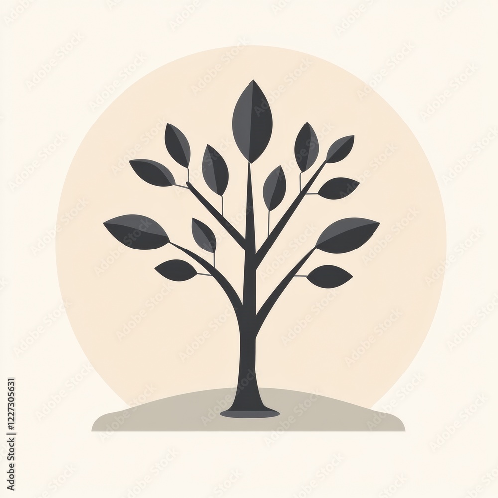 Poster Tree icon featuring elegant branches and leaves showcasing natural beauty and simplicity in design elements. Generative AI