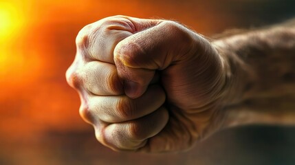 A close-up of a clenched fist with veins visible, symbolizing intense anger, with a blurred background.