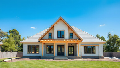 Fototapeta premium New construction of a house Framed New Construction , with white tonespng