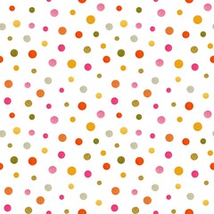Watercolor confetti seamless pattern on white background. Happy celebration square colorful bright background . Rainbow colored dots. Good  for gift coupons, vouchers, greeting cards, posters, flyers.