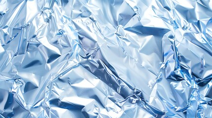 Obraz premium Close up of shiny blue crinkled aluminum foil.