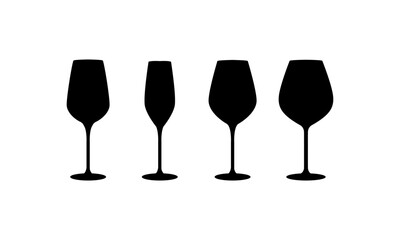 Wine glass silhouette set in black and white