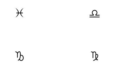 Zodiac signs silhouette set in black and white