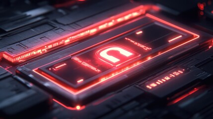 Obraz premium A red glowing square with the letter U on it