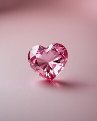 Fototapeta premium Captivating Heart Shaped Pink Diamond Gemstone Radiating on a Subtle Pink Background wallpaper aesthetic for romantic post inspiration