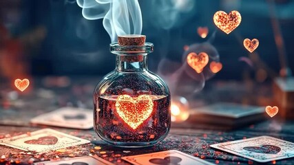 test tube with hearts in the laboratory. Selective focus. Love. - Powered by Adobe