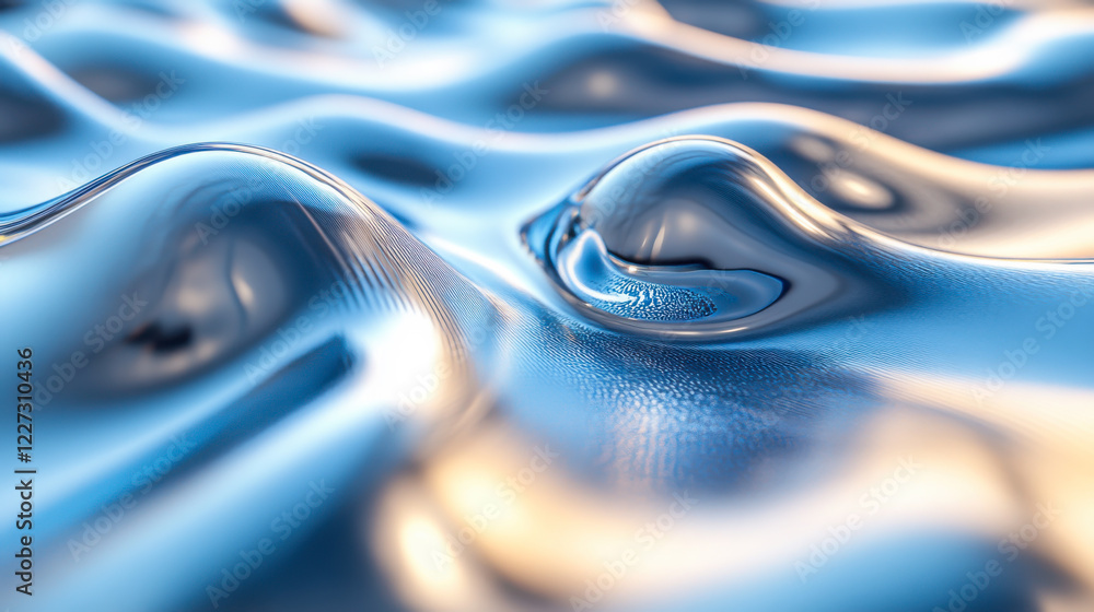 Poster flowing waves of vibrant blue liquid create mesmerizing patterns under soft light