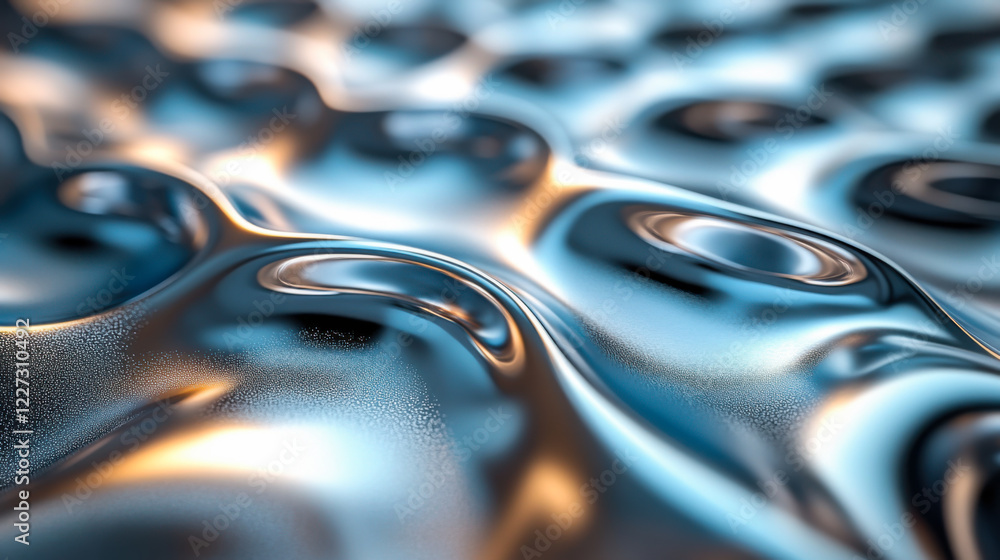 Poster metallic surface waves reflecting light in a textured pattern