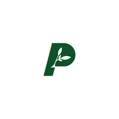 letter P leaf. vector illustration of letter P and leaf for icon,symbol or logo. letter P logo