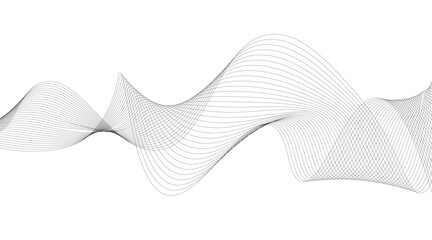 Abstract blue smooth wave on a white background. Dynamic sound wave. Design element. Vector illustration.