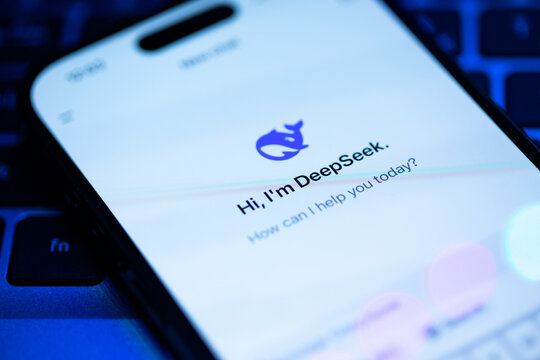 Deepseek Ai logo displayed on a computer background