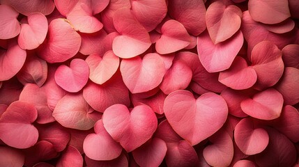 Obraz premium Heart Shaped Pink Petals on a Flat Surface, Perfect for Romantic Themes and Creative Designs with Nature Elements and Soft Color Palette