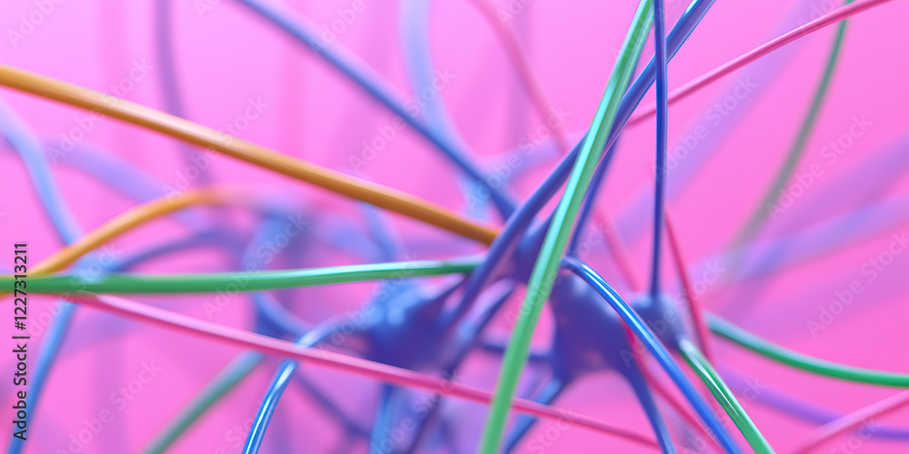 Poster abstract image of intertwined multicolored strands
