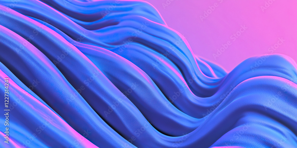 Poster digital rendering of blue textured undulating surface