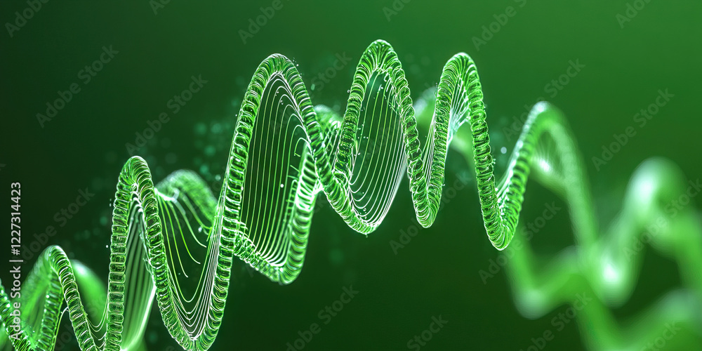 Poster digital rendering of a green helical structure