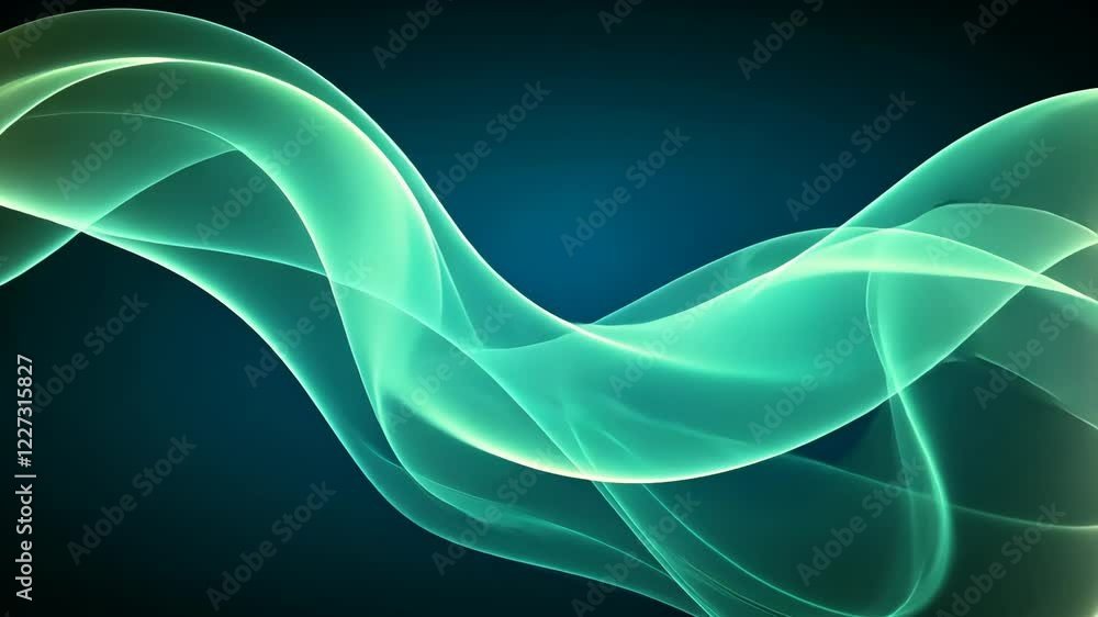 Poster abstract teal waves flow gracefully against a dark background, creating a serene atmosphere and capt