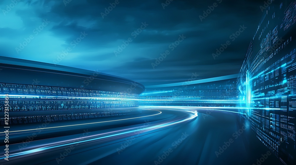 Poster futuristic technology environment with data stream