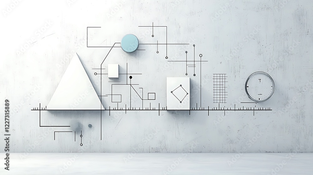 Poster geometric shapes and lines on a minimalist background