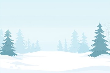 Naklejka premium Winter Landscape Gradient: A snowy landscape with a sky transitioning from crisp white to pale blue, accented by snow-covered trees