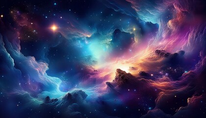 Fototapeta premium vastness of space concept background with clouds and gas