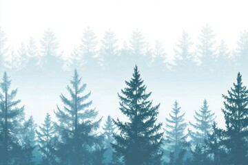 Fototapeta premium Winter Landscape Gradient: A snowy landscape with a sky transitioning from crisp white to pale blue, accented by snow-covered trees