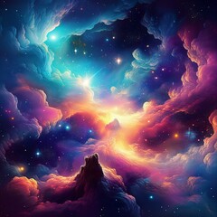 vastness of space concept background with clouds and gas
