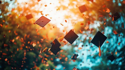 A festive graduation ceremony, with caps thrown into the air