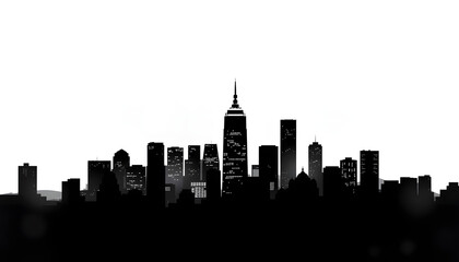 Naklejka premium Cityscape, vector background, black silhouette , with white tonespng