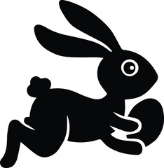 Rabbit black simple icon isolated on white background for apps and websites