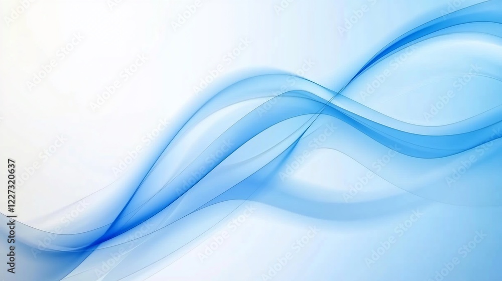 Poster abstract flowing blue waves background with smooth gradient design and subtle white highlights