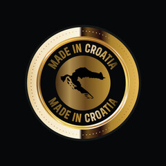 Map of Croatia. Vector illustration. Logo, Icon, and Symbol. Croatia map gold seal. 