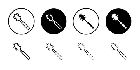 Bottle sweeper cleaning brush icon linear logo isolated