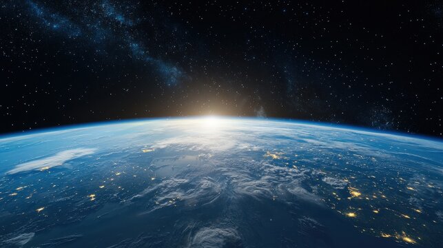 View of earth from space showing continents oceans and atmospheric features in a detailed perspective - Powered by Adobe