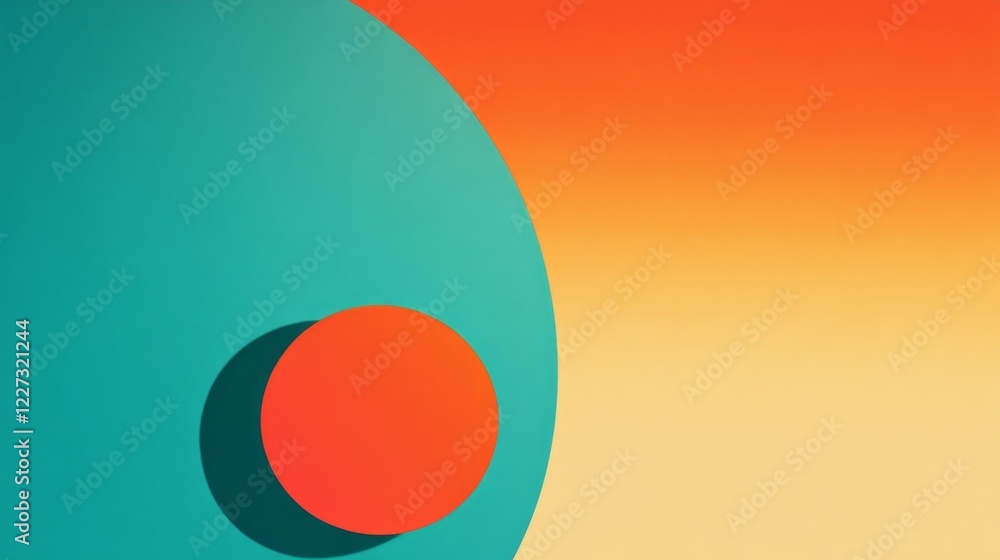 Poster abstract geometric shapes with vibrant colors creating a modern art composition in a minimalist styl