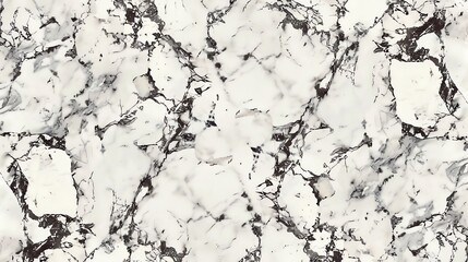 Fototapeta premium A seamless pattern of white marble with black veining.