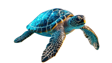 A vibrant sea turtle swimming gracefully under the ocean water.