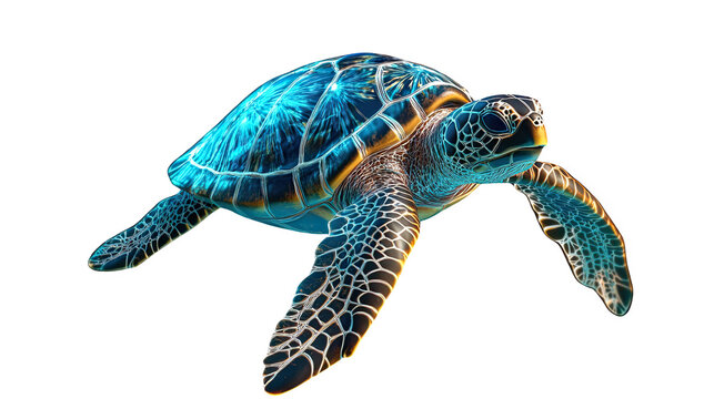 A vibrant sea turtle swimming gracefully under the ocean water.