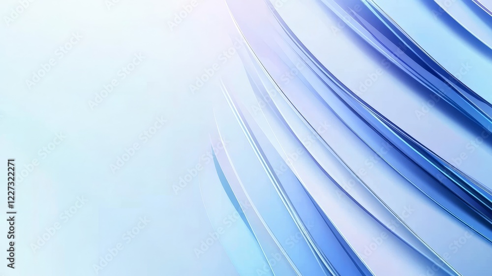 Poster abstract blue waves flowing smoothly across a light background, creating a serene and modern atmosph